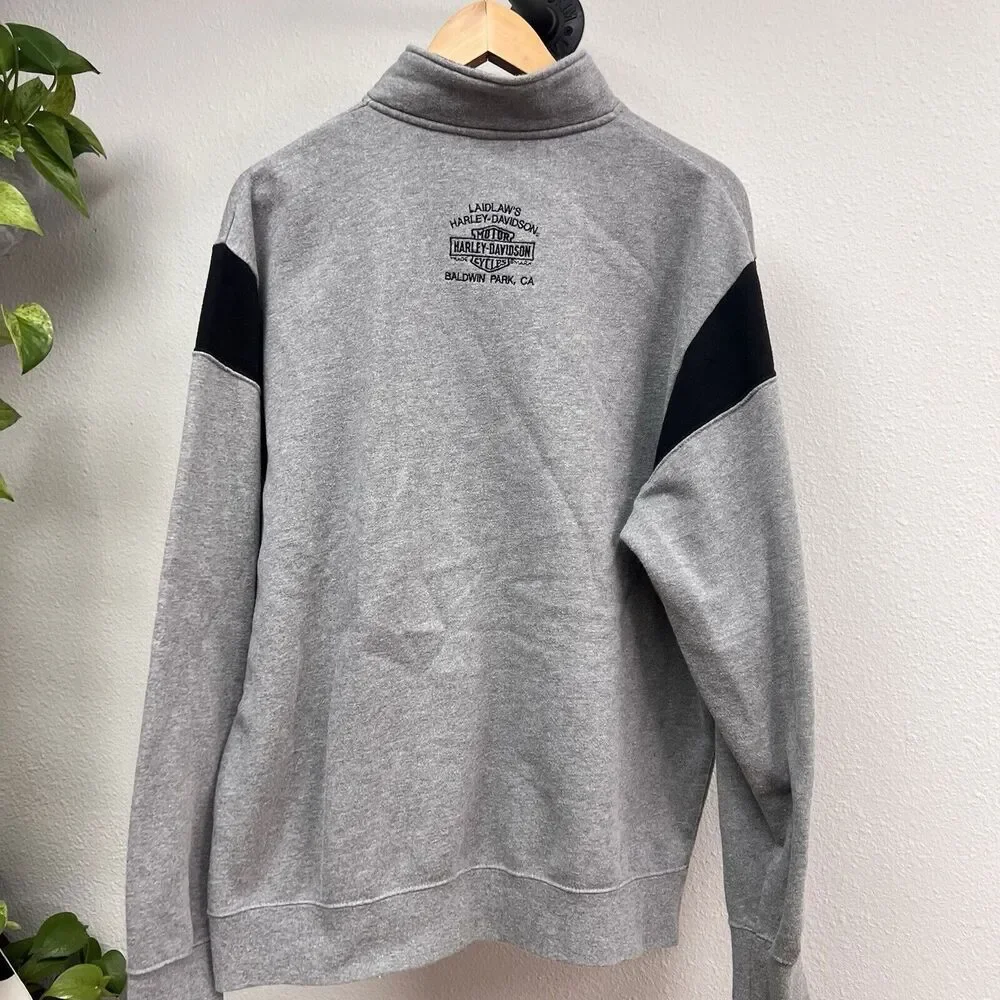 Harley Davidson Baldwin Park Calif Women's‎ Quarter-Zip Gray Large Sweatshirt - Picture 2 of 6
